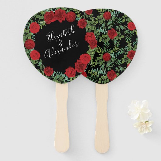 Roodrozenweddenschap Handwaaier (Voorkant en achterkant)