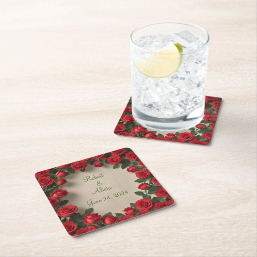 Roodrozenweddenschap Kartonnen Onderzetters (Insitu)