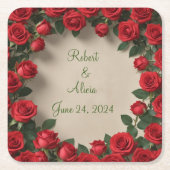 Roodrozenweddenschap Kartonnen Onderzetters (Voorkant)