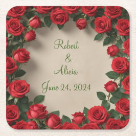 Roodrozenweddenschap Kartonnen Onderzetters