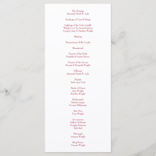 Roodrozenweddenschap Menu (Achterkant)