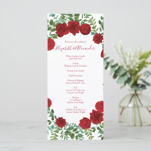 Roodrozenweddenschap Menu (Staand voorkant)