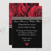 Roodrozenweddenschap met grijs lintje kaart (Voorkant / Achterkant)