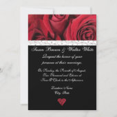 Roodrozenweddenschap met grijze harten kaart (Voorkant)