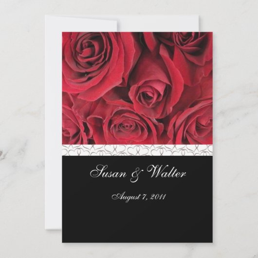 Roodrozenweddenschap met grijze harten kaart (Achterkant)