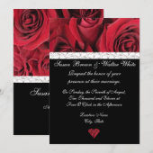Roodrozenweddenschap met grijze harten kaart (Voorkant / Achterkant)