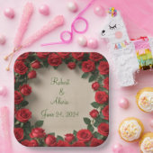 Roodrozenweddenschap Papieren Bordje (Feest)