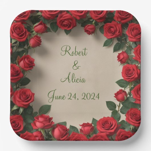 Roodrozenweddenschap Papieren Bordje (Voorkant)