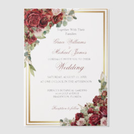 Roodrozenweddenschap Vellum Uitnodigingen