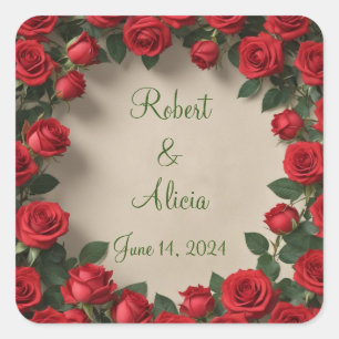 Roodrozenweddenschap Vierkante Sticker