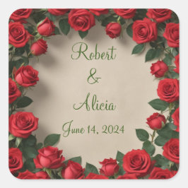 Roodrozenweddenschap Vierkante Sticker
