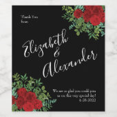 Roodrozenweddenschap Wijn Etiket (Enkel label)