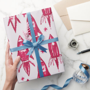Roodruimteraketten Cadeaupapier