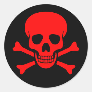 Roodschedel en kruisgraten ronde sticker