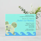 Roodschildpad 5x7 uitnodiging op verjaardag (Staand voorkant)