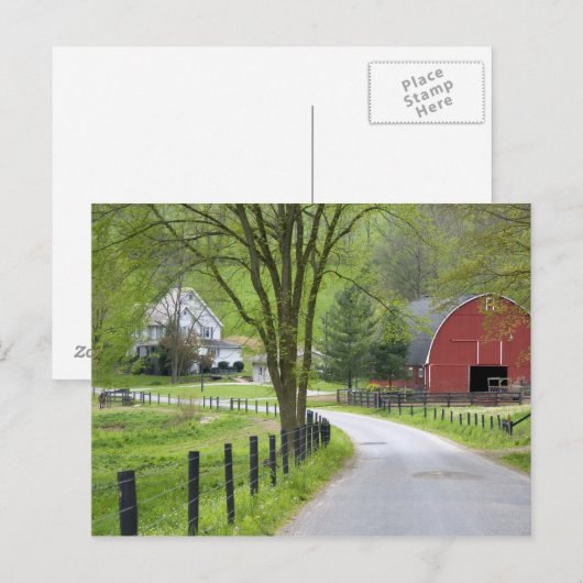 Roodschuur en boerderij huis bij Berlijn, Ohio. Briefkaart (Voorkant / Achterkant)
