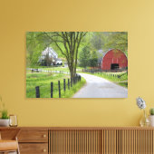 Roodschuur en boerderij huis bij Berlijn, Ohio. Canvas Afdruk (Insitu (Woonkamer))