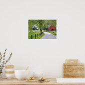 Roodschuur en boerderij huis bij Berlijn, Ohio. Poster (Keuken)