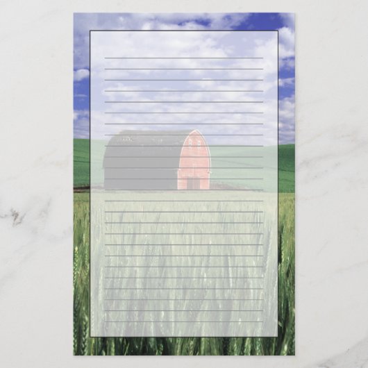 Roodschuur op het veld tarwe en gerst in Whitman 2 Briefpapier (Voorkant)