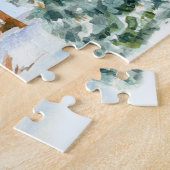 Roodschuur, rode trekker, sneeuw, pijnbomen Boerde Legpuzzel (Zijkant)