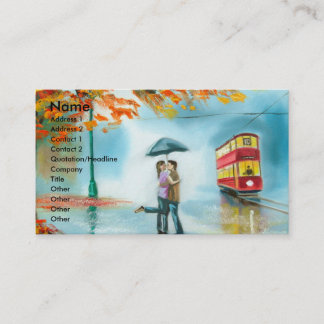 Roodse herfst rode tramparaplu's romantisch koppel visitekaartje