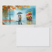 Roodse herfst rode tramparaplu's romantisch koppel visitekaartje (Voorkant / Achterkant)