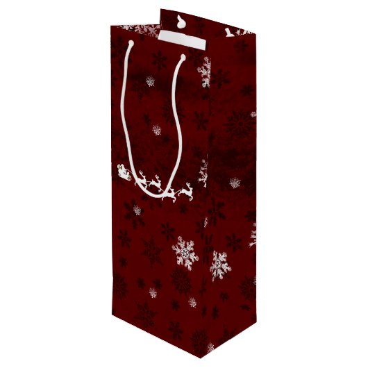 Roodseslantaarnslees en rendierwijn wijn cadeautas (Achterkant Gekanteld)