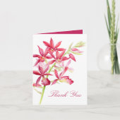 Roodsieraden orchidee waterverf bruiloft bedankt kaart (Voorkant)