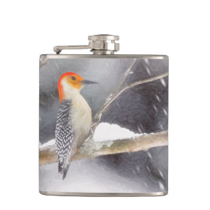 Roodsnavel-specht Schilderij Originele Vogel Kunst Heupfles
