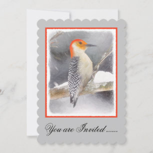 Roodsnavel-specht Schilderij Originele Vogel Kunst Kaart
