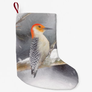 Roodsnavel-specht Schilderij Originele Vogel Kunst Kleine Kerstsok