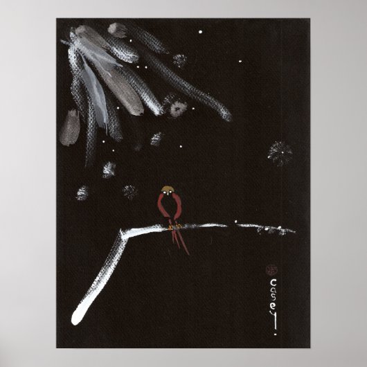 Roodsneeuwvogel als veer poster (Voorkant)