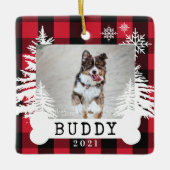 Roodspeldenroestbomen Dog Bone Pet Photo Keramisch Ornament (Voorkant)