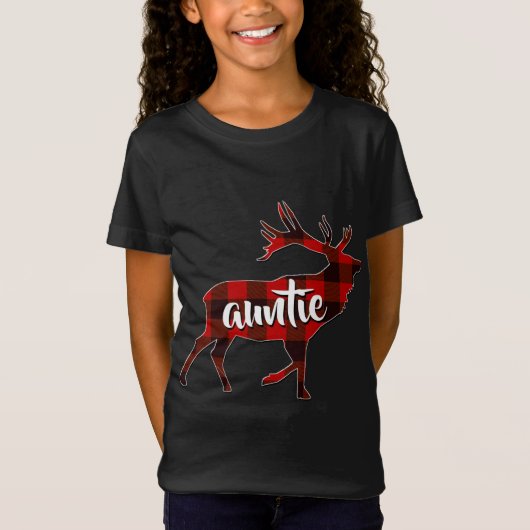 Roodspeldentante Buffalo-matchingrendierfamilie T-shirt (Voorkant)