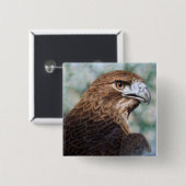 Roodstaart Hawk-luchtborstel Vierkante Button 5,1 Cm (Voorkant /achterkant)