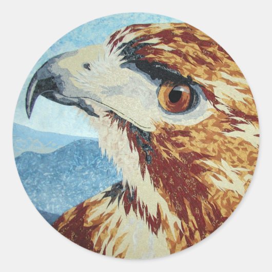 Roodstaart Hawk-textiel Ronde Sticker (Voorkant)