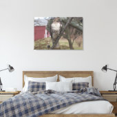 Roodstaartbuizerd Rood schuur 36" x 24" Canvas Afdruk (Insitu (Slaapkamer))