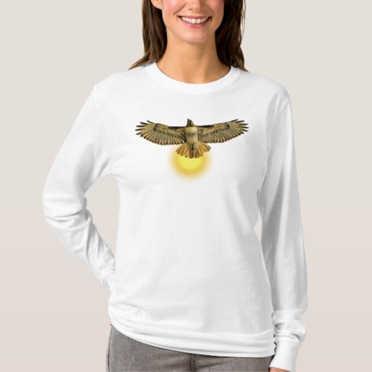 Roodstaartbuizerd vliegt in de zon t-shirt (Voorkant)