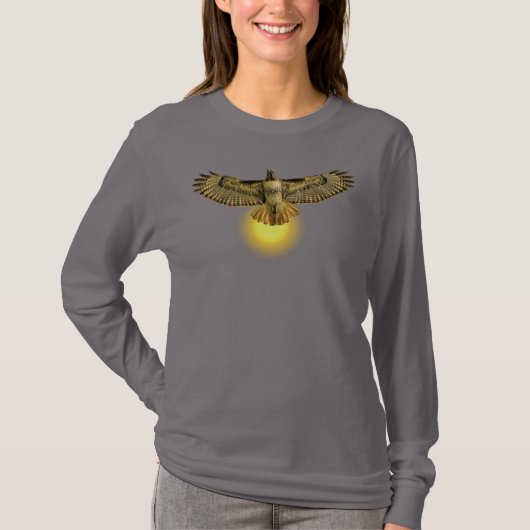Roodstaartbuizerd vliegt in de zon t-shirt (Voorkant)