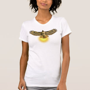 Roodstaartbuizerd vliegt met de zon t-shirt