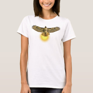 Roodstaartbuizerd vliegt met de zon t-shirt