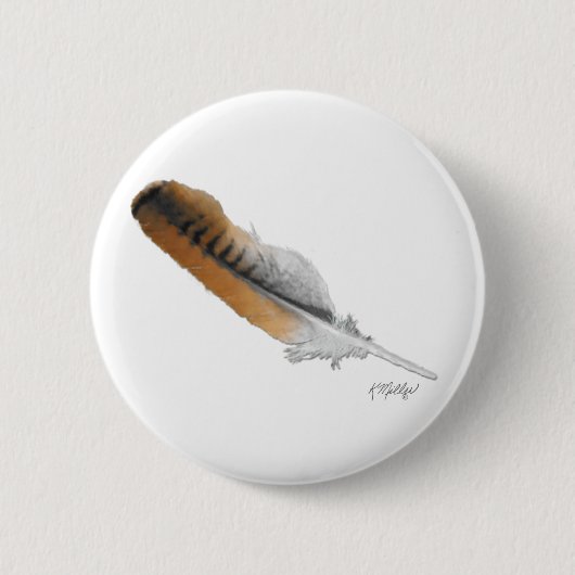 Roodstaartbuizerdveer Ronde Button 5,7 Cm (Voorkant)