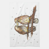 Roodstaarthavik Vogelvakantie Kerstwinter Theedoek (Verticaal)