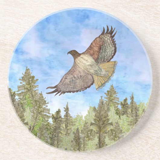 RoodstaartHawk Bird Sandstone Onderzetter (Voorkant)