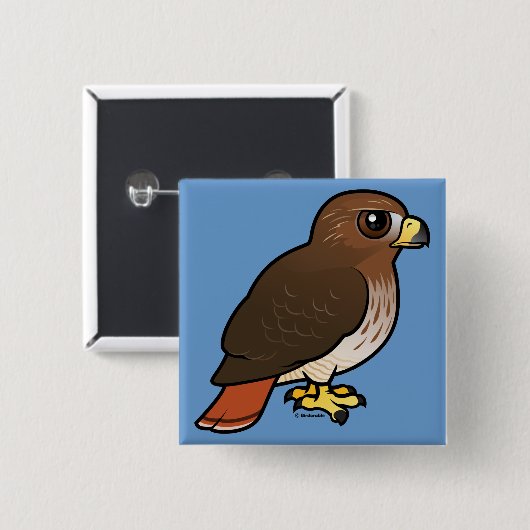 RoodstaartHawk Vierkante Button 5,1 Cm (Voorkant /achterkant)