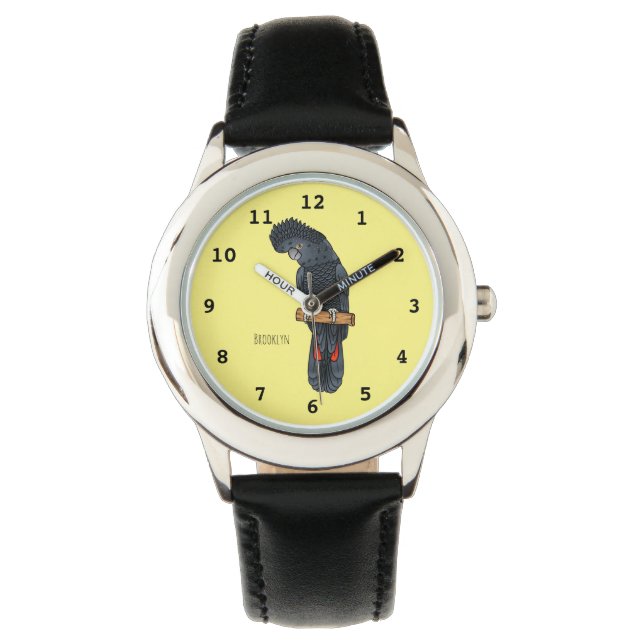Roodstaartzwarte cartoon horloge (Voorkant)