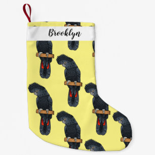 Roodstaartzwarte cartoon kleine kerstsok