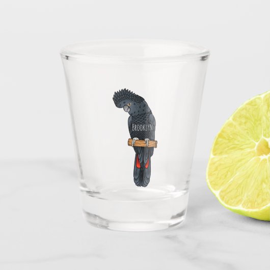 Roodstaartzwarte cartoon shot glas (Voorkant)