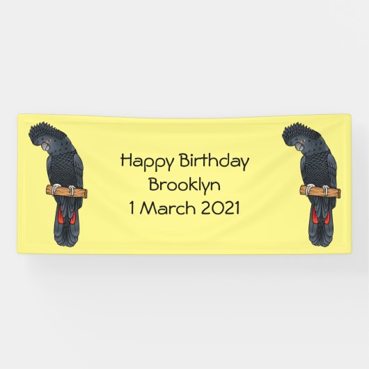 Roodstaartzwarte cartoon spandoek (Horizontaal)