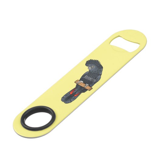 Roodstaartzwarte cartoon speed flessenopener (Voorkant Gekanteld)